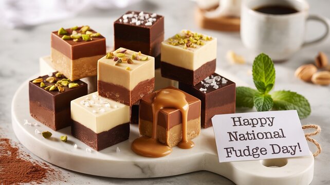 Handmade chocolate treats prepared for National Fudge Day celebration.