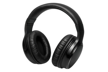 Black wireless headphones floating against transparent backdrop, delivering premium audio performance for music enthusiasts