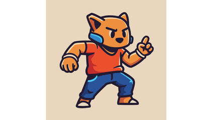 Fototapeta premium Energetic Cartoon Cat Character in Action Pose