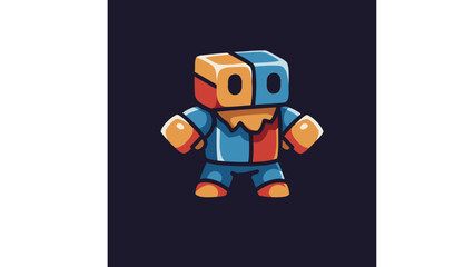 Fototapeta premium Colorful Cuboid Character with Divided Face and Body