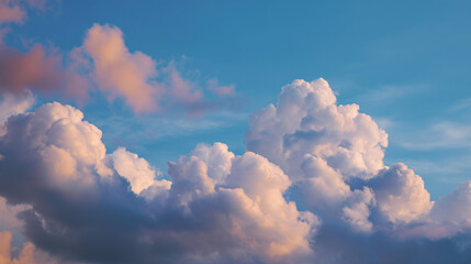 Warm Afternoon Sky With Puffy Clouds