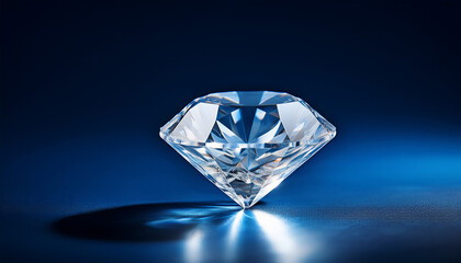 a brilliant diamond against a deep blue background