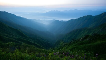 Obraz premium Explore the misty mountain range landscape photography scenic views of nature outdoors