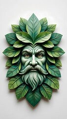 Green man wall art decor sculpture leaves nature forest mythical pagan wiccan druid home