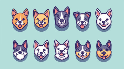 Obraz premium Pets and Icons Flat Vector Illustration