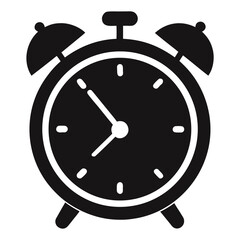Classic alarm clock icon with bells and hands isolated on white background