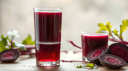 natural healthy food for longevity, freshly squeezed beetroot juice, beetroot drink,
