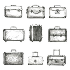 Vintage Suitcases Hand Drawn Sketch Symbol