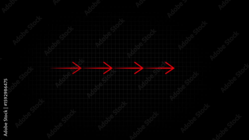 Poster arrows sign left to right animation concept, arrow sign symbol looping animation direction red color