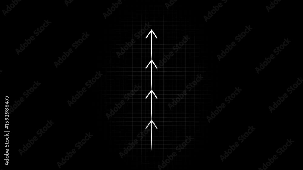 Poster arrows sign down to up animation concept, arrow sign symbol looping animation direction white color 