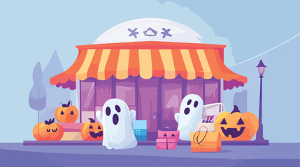 Halloween Special Offer Sale with Ghost Cartoon