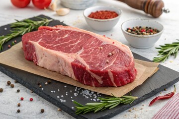 Fototapeta premium Quality Beef Steak Ready for Cooking in a Kitchen Setting