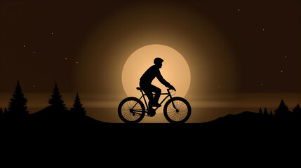 Obraz premium Professional cyclist riding a road and hill bicycle silhouette