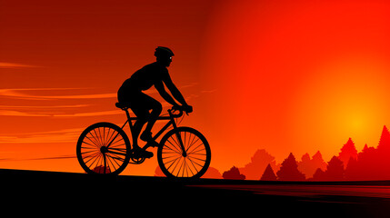 Obraz premium Professional cyclist riding a road and hill bicycle silhouette