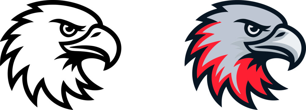 Vector art of an eagle head is isolated on white background, symbolizing strength and freedom