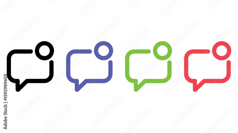Poster vector art of a set of colorful chat bubble notification icons isolated on white background