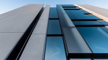 Obraz premium Minimalist Concrete & Glass Facade: Urban Elegance 