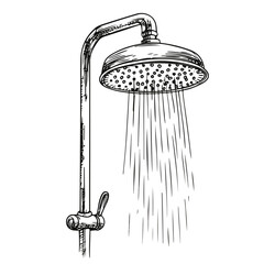 Shower Head Sketch on White Background