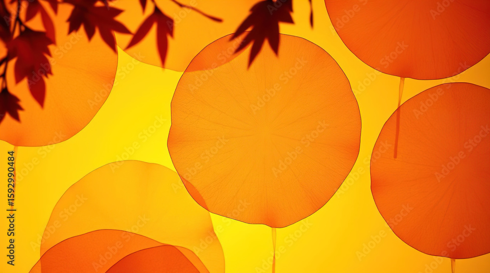 Aufkleber abstract geometric translucent washi patterns, image on an abstract yellow background