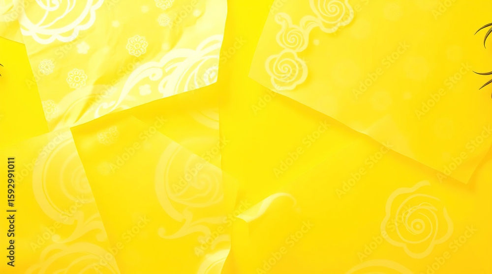 Aufkleber abstract geometric translucent washi patterns, image on an abstract yellow background