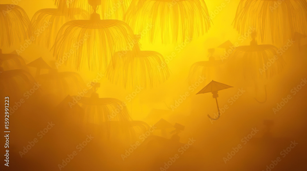 Aufkleber abstract geometric translucent washi patterns, image on an abstract yellow background