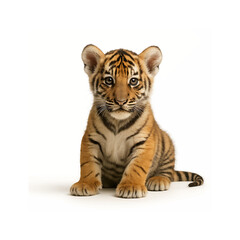 Fototapeta premium Adorable Baby Tiger Illustration with a Clean White Background Perfect for Various Creative Projects and Designs