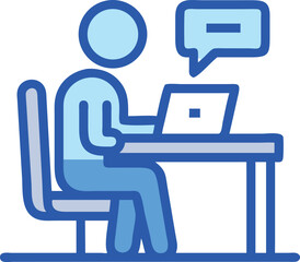 Digital Worker Icon Laptop Use Online Support Problem Customer Service