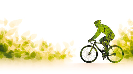 cyclist on a green field