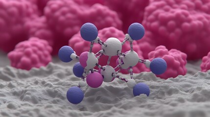 Abstract Molecular Structure on Surface, 3D Rendering