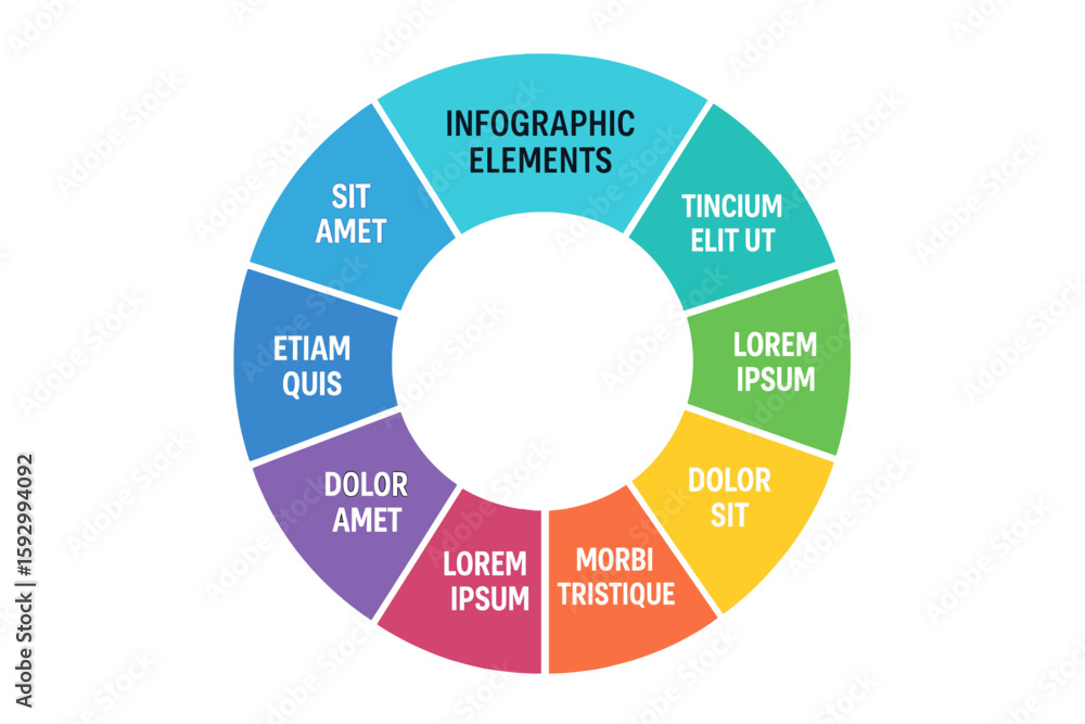 Poster infographic template featuring a circular layout diagram with 9 steps in a list format