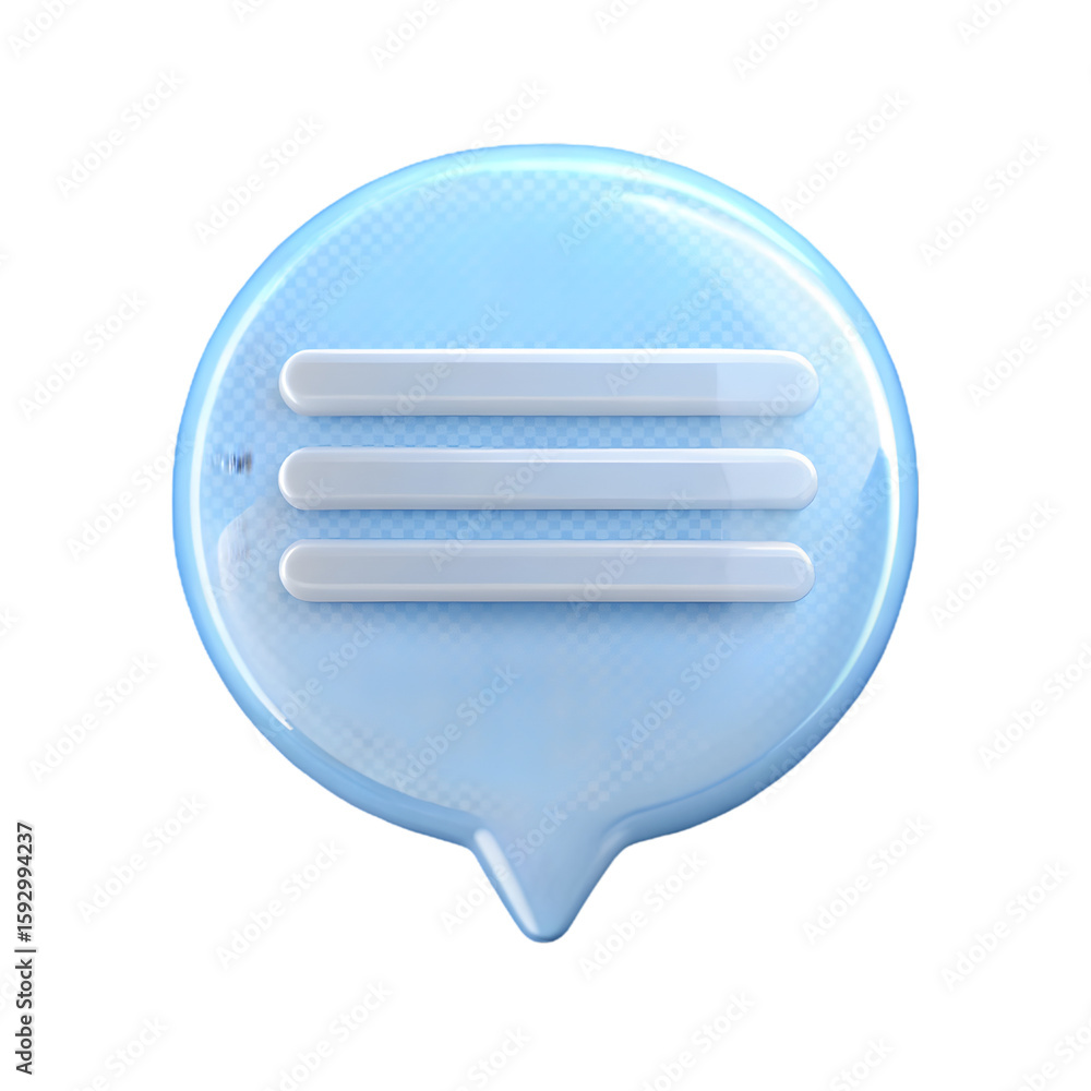 Poster bubble speech comment front view icon 3d rendering illustration on transparent background