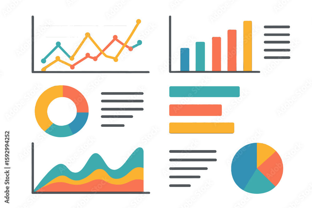 Poster a template dashboard featuring a mockup infographic, data graphs, charts, and diagrams, along with o