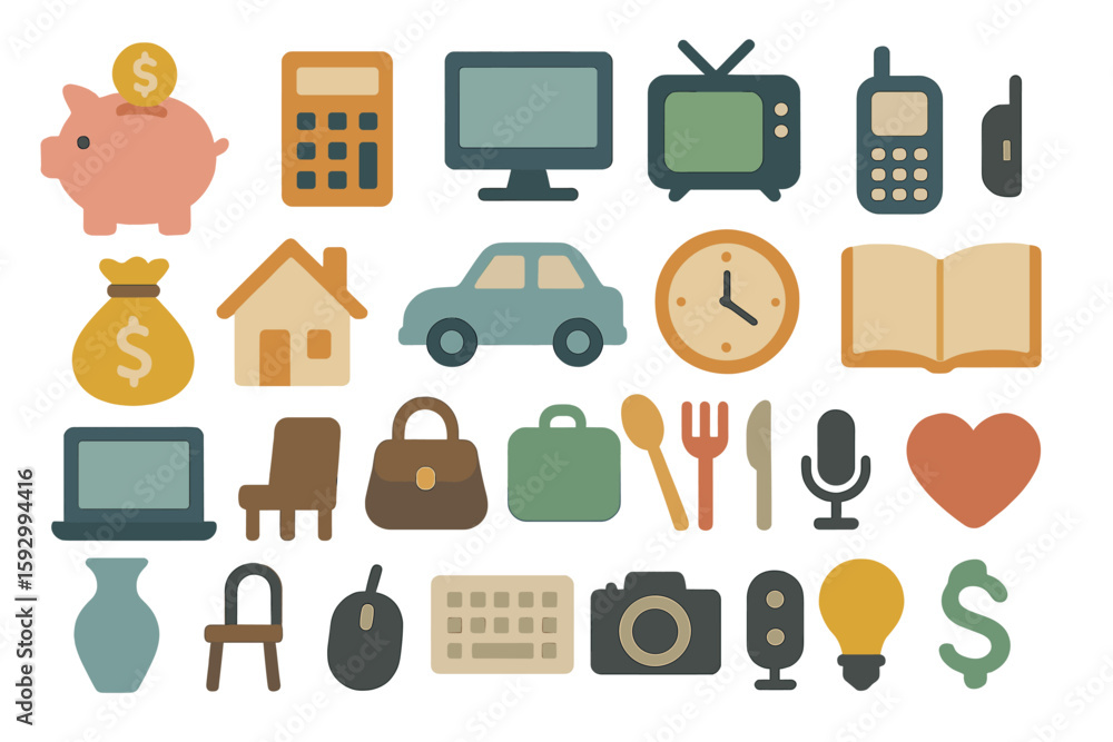 Poster a set of web icons in line style is available for money and finance, including payment and money ico