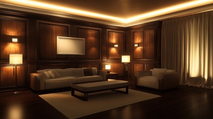 Fototapeta premium Elegant, dimly lit room with classic decor