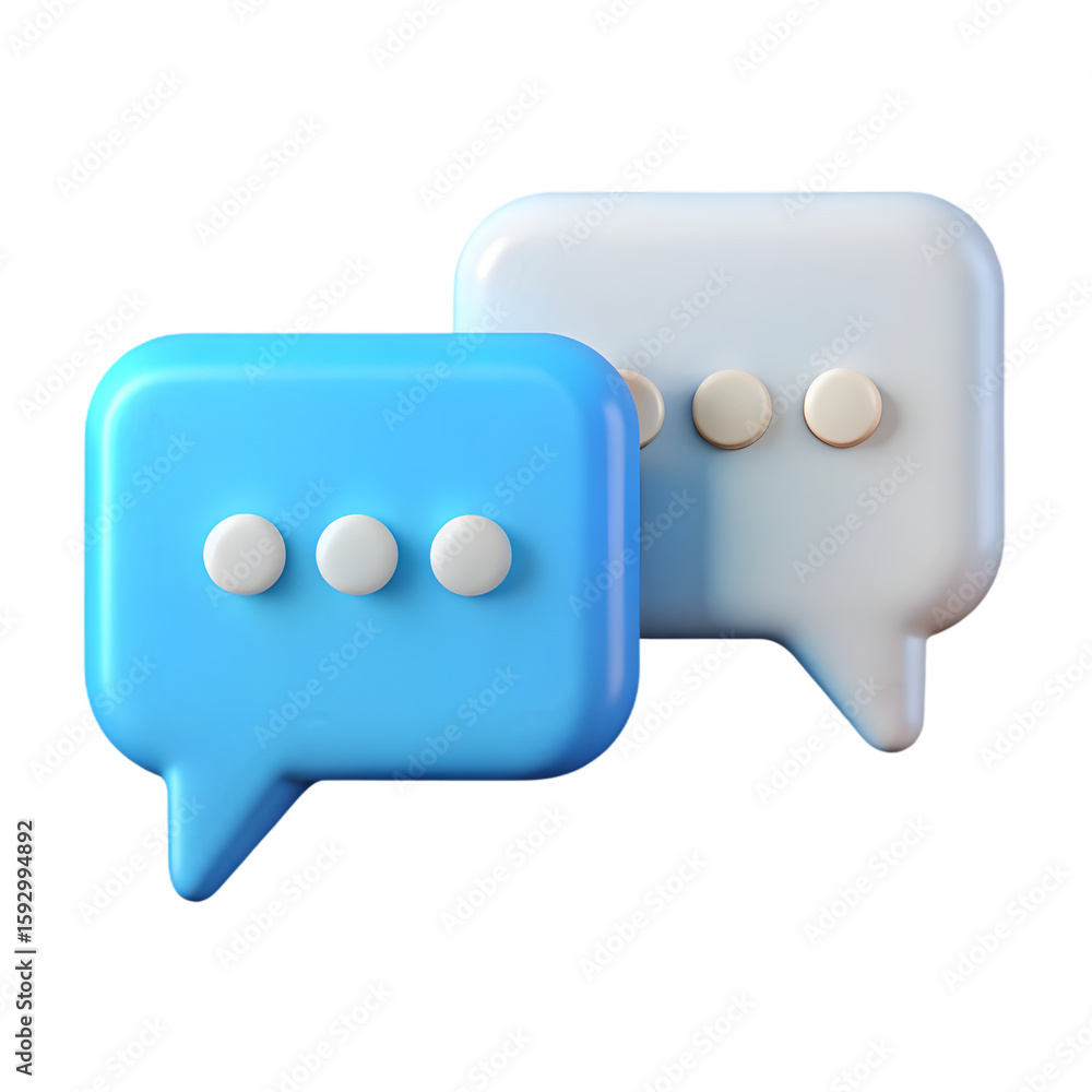 Poster speech bubble chat front view 3d rendering illustration on transparent background for messaging