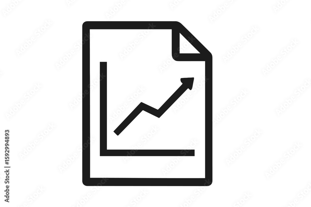 Poster line art icon representing a financial report or income statement for digital applications and websi