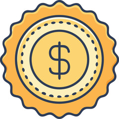 Golden Dollar Sign Badge Financial Symbol Money Reward Value Icon