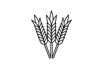 Three Wheat Stalks Line Art Silhouette Illustration