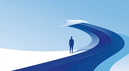 Obraz premium A person stands at a curving pathway
