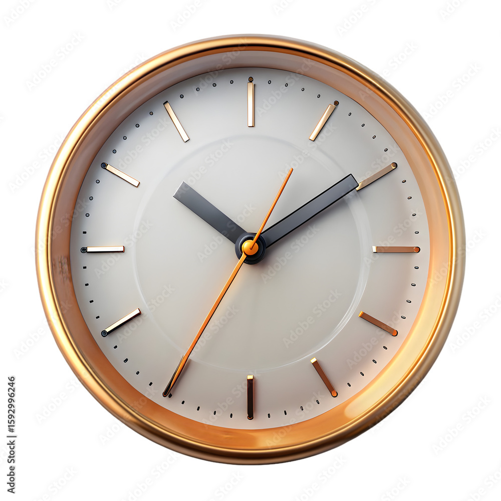 Poster clock time hours front view 3d illustration rendering icon on transparent background for scheduling