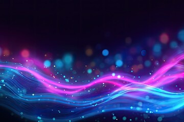 Fototapeta premium Abstract digital art with vibrant glowing lines and particles