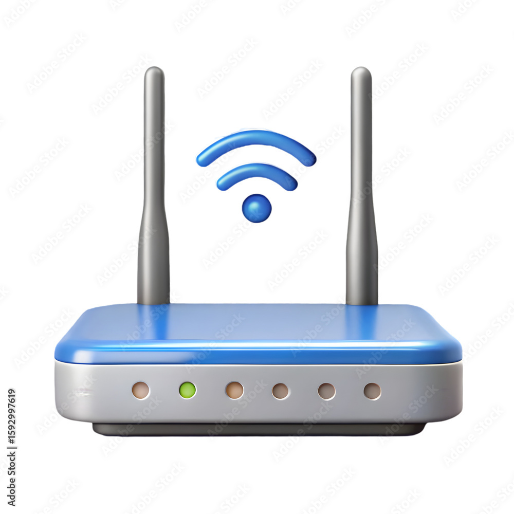 Poster wifi router internet front view 3d rendering icon illustration on transparent background network tec