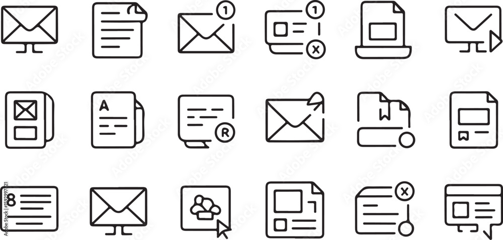 Poster collection of communication and document icons email envelope