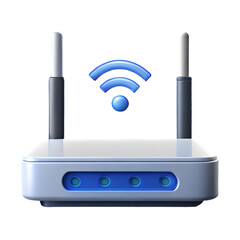 WiFi router internet front view 3d rendering icon illustration on transparent background network tech
