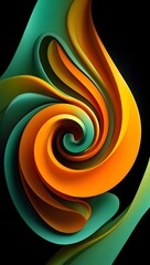 Abstract swirl wallpaper background hd orange and green modern art graphic design image