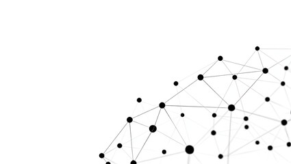 Abstract network connection structure polygonal space background with connecting dots lines