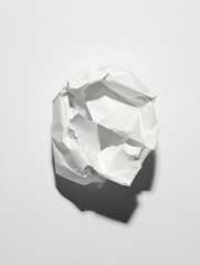 Isolated crumpled paper ball on white background for waste and recycling concept art