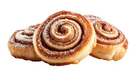 Fototapeta premium Cinnamon Swirl Buns with Icing Sugar Delicious Baked Goods Sweet Treat Indulgence