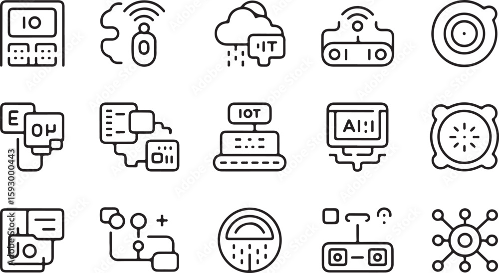 Poster technology icons for digital connectivity and data management network