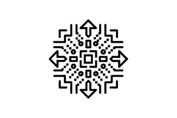 Fototapeta premium Abstract Geometric Mandala with Arrows Silhouette